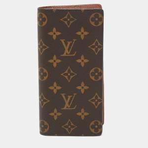 Pre Owned Louis Vuitton Brazza Monogram Canvas Long Wallet