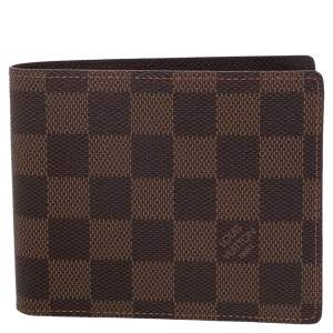 Pre Owned Louis Vuitton Brown Damier Ebene Canvas Florin Bifold Wallet