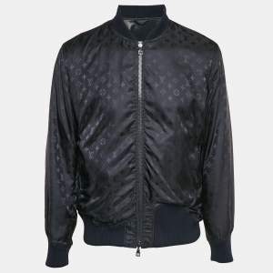 Louis Vuitton Navy Blue Monogram Leather and Nylon Reversible Technical Jacket M
