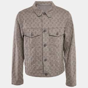 Louis Vuitton Grey Monogram Jacquard Denim Single Breasted Jacket L