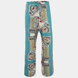 Louis Vuitton Blue Printed Silk Pajama Pants L