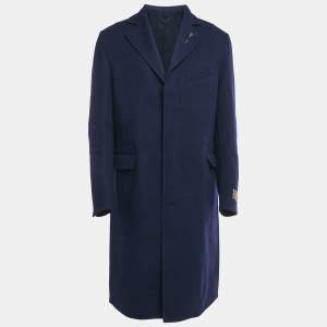 Louis Vuitton Navy Blue Wool Felt Double-Face Monogram Coat XL