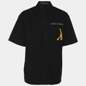 Louis Vuitton Black Cotton Pont Neuf Open Collar Short Sleeved Shirt M