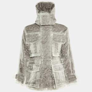 Louis Vuitton Brown & Grey Organza Layered Jacket S