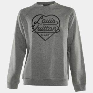 Louis Vuitton x Nigo Grey Heart Print Cotton Knit Sweatshirt L