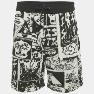Louis Vuitton Black Cartoon Print Terry Wool Shorts L