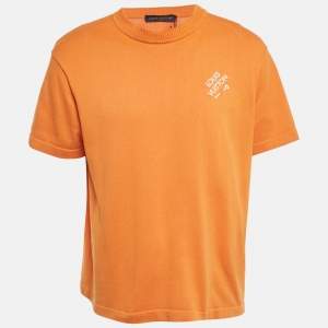 Louis Vuitton Orange Cotton Knit Signature SS Pullover M