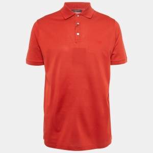 مملوكة مسبقًا Louis Vuitton Red Logo Embroidered Pique Polo T-Shirt L