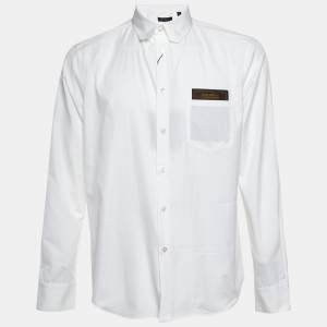 Pre Owned Louis Vuitton White Cotton Staples Edition Long Sleeve Shirt M