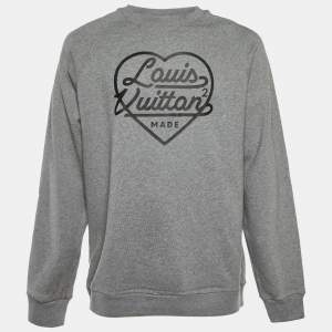 Pre Owned Louis Vuitton x Nigo Grey Heart Print Cotton Crew Neck Sweatshirt XL