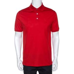 Louis Vuitton Red Cotton Pique Short Sleeve Polo T-Shirt M