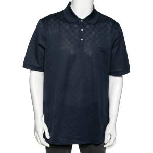 Louis Vuitton Navy Blue Cotton Knit Pocket Detail Polo T-Shirt 4XL