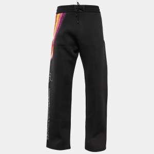 Louis Vuitton Black Neoprene Rainbow Embroidered Track Pants L