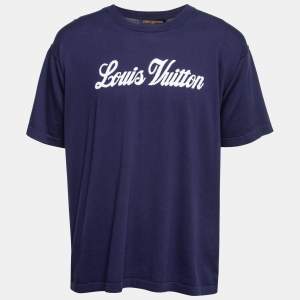 Louis Vuitton Blue Graphic Logo Print Cotton T-Shirt XL