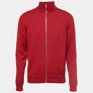 Louis Vuitton Red Wool and Silk Blend Zip-Up Jacket L