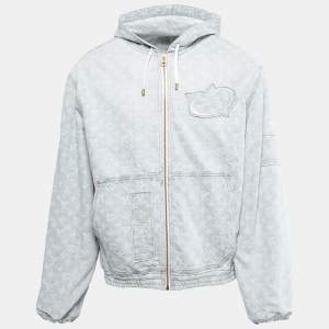 Louis Vuitton X NBA Blue Monogram Denim Hooded Jacket XL