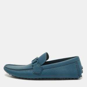 Louis Vuitton Blue Leather Hockenheim Slip on Loafers Size 40