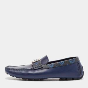 Louis Vuitton Blue Leather Monte Carlo Loafers Size 42.5