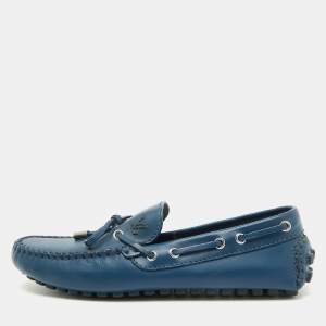 Louis Vuitton Blue Leather Bow Arizona Loafers Size 40