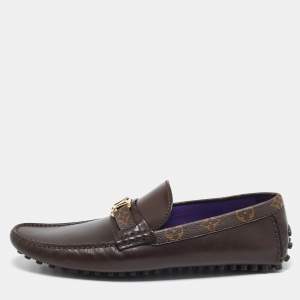 Louis Vuitton Dark Brown Leather Hockenheim Loafers Size 44