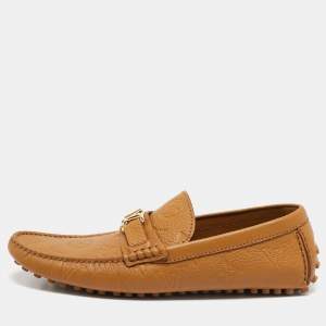 Louis Vuitton Beige Maxi Monogram Perforated Leather Hockenheim Loafers Size 43