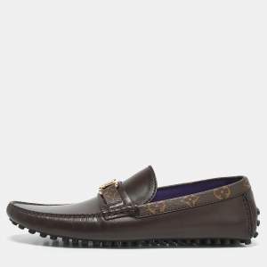 Louis Vuitton Dark Brown Leather Hockenheim Loafers Size 43