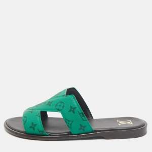 Louis Vuitton Green Leather LV Oasis Slide Sandals Size 43.5