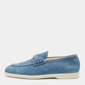 Louis Vuitton Blue Nubuck Leather Estate Loafers Size 43