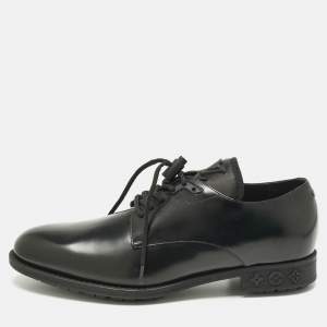 Pre Owned Louis Vuitton Black Leather LV Harness Derby Size 41.5