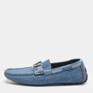Pre Owned Louis Vuitton Blue Denim Monte Carlo Loafers Size 41