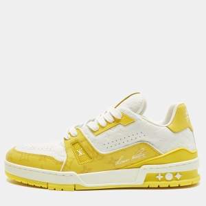 مملوكة مسبقًا Louis Vuitton LV Trainer Size 41 White/Yellow Monogram Leather and Canvas Low Top Sneakers