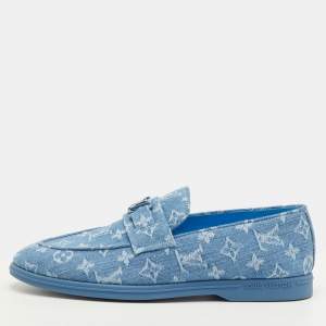 مملوكة مسبقًا Louis Vuitton Estate Size 41 Blue Monogram Denim Slip On Loafers