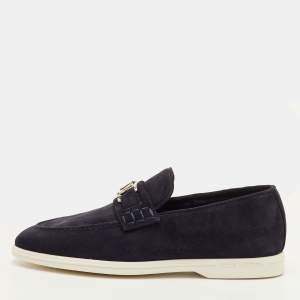 مملوكة مسبقًا Louis Vuitton Estate Size 41.5 Navy Blue Suede Slip On Loafers