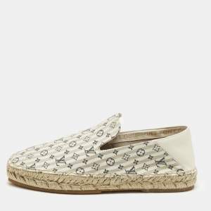 Pre Owned Louis Vuitton Bidart Size 40 Beige Mini Lin Canvas Slip On Espadrilles