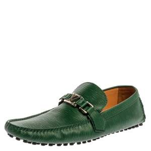 Louis Vuitton Green Epi Leather Major Logo Slip On Loafers Size 44