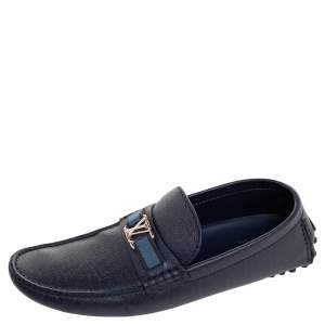 مملوكة مسبقًا Louis Vuitton Navy Blue Leather Hockenheim Slip On Loafers Size 42