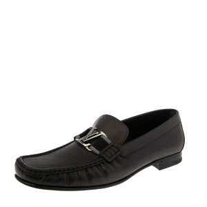 Louis Vuitton Black Leather Montaigne Loafers Size 44
