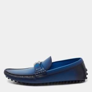 Louis Vuitton Blue Two-Tone Leather Major Slip On Loafers Size 42.5 