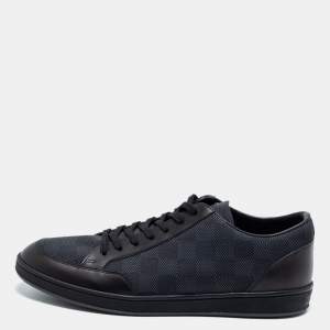 Louis Vuitton Graphite/Black Damier Nylon and Leather Offshore Low-Top Sneakers Size 41.5