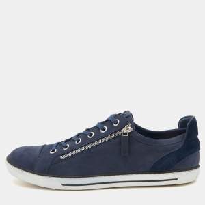 Louis Vuitton Blue Damier Nubuck Leather and Suede Adventure Sneakers Size 45.5