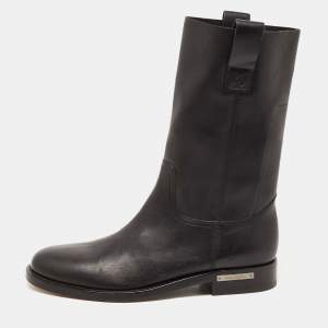 Louis Vuitton Black Leather Mid Calf Boots Size 42