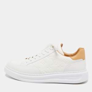 Louis Vuitton White Monogram Leather Beverly Hills Sneakers Size 44