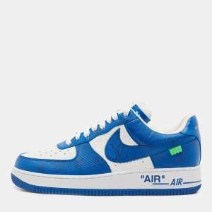Louis Vuitton x Nike Blue/White Canvas And Leather  Air Force 1 Low Sneakers Sze 41.5