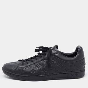 Louis Vuitton Black Monogram Embossed Leather Luxembourg Sneakers Size 44.5 