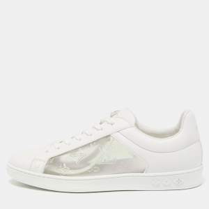 Louis Vuitton White Leather and PVC Low Top Sneakers Size 41