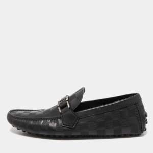 Louis Vuitton Black Leather Hockenheim Slip On Loafers Size 40.5