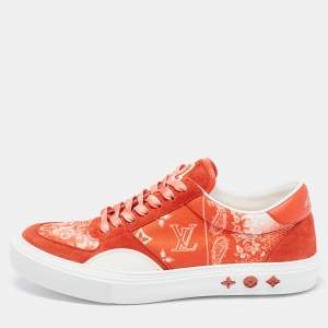 Louis Vuitton Red Monogram Canvas And Suede Ollie Low Top Sneakers Size 42
