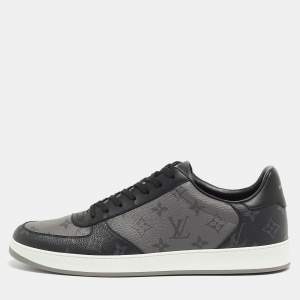 Louis Vuitton Grey/Black Monogram Canvas and Leather Low Top Sneakers Size 45