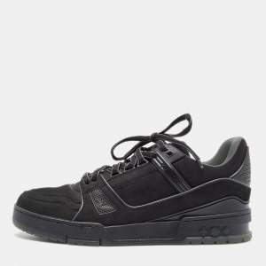 Louis Vuitton Black Nubuck Leather LV Trainer Sneakers Size 41.5