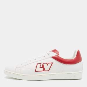 Louis Vuitton White/Burgundy  Leather Luxembourg Sneakers Size 43